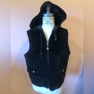Jones New York black velvet hooded vest